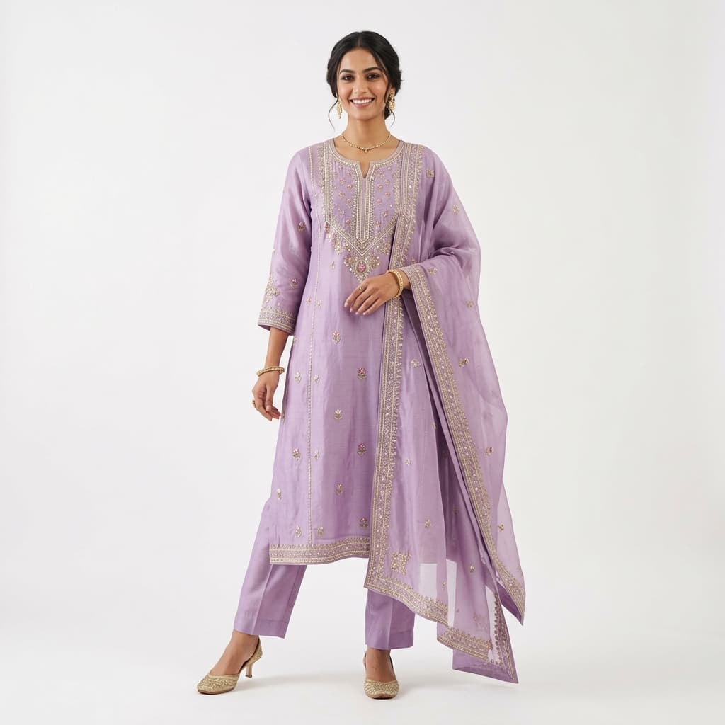 Chanderi Silk Kurti Set